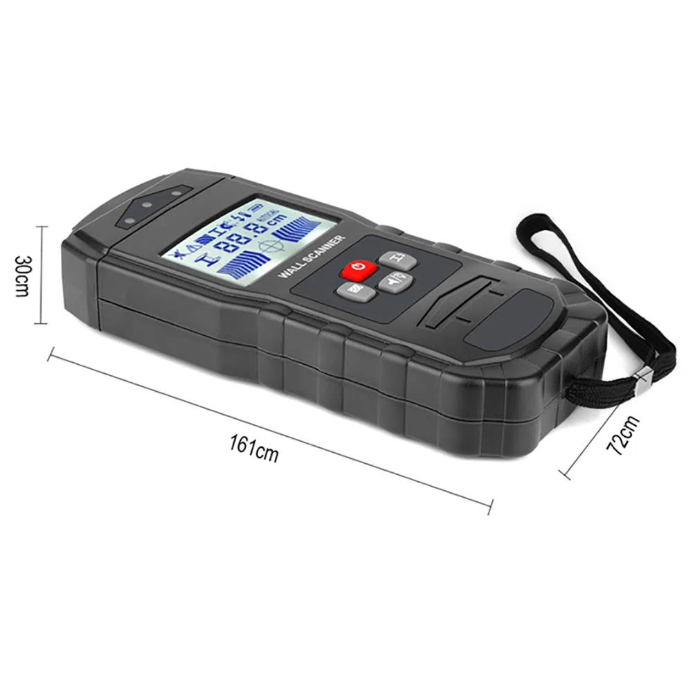 Buscador de pernos, detector de pernos, escáner de pared multifunción con pantalla LCD y advertencia de sonido para detección de pernos de cables de CA de madera de metal de hierro, batería 6F22 no i