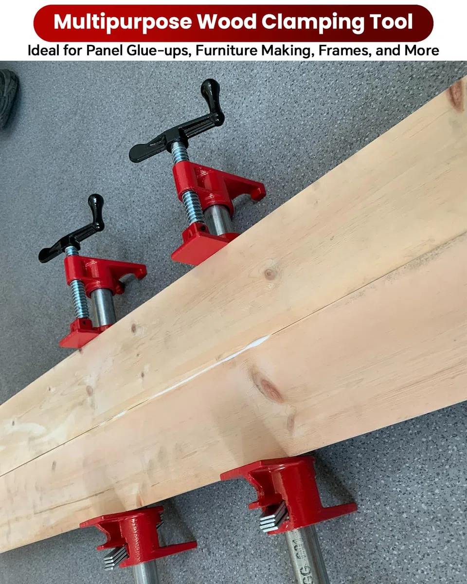 ATPEAM Juego de 8 abrazaderas de tubo de encolado de madera | Abrazaderas de tubo de liberación rápida de hierro fundido de 3/4 pulgadas para carpintería con diseño único de pie (8, 3/4 pulgadas)