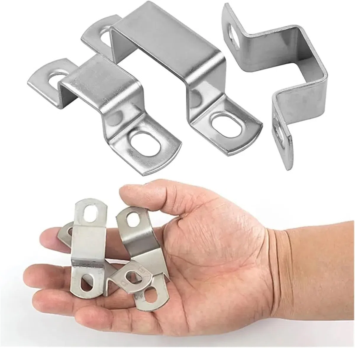 Abrazadera en U de acero inoxidable, soporte rectangular grueso 304, abrazadera de fijación en forma de M, juego de 5
