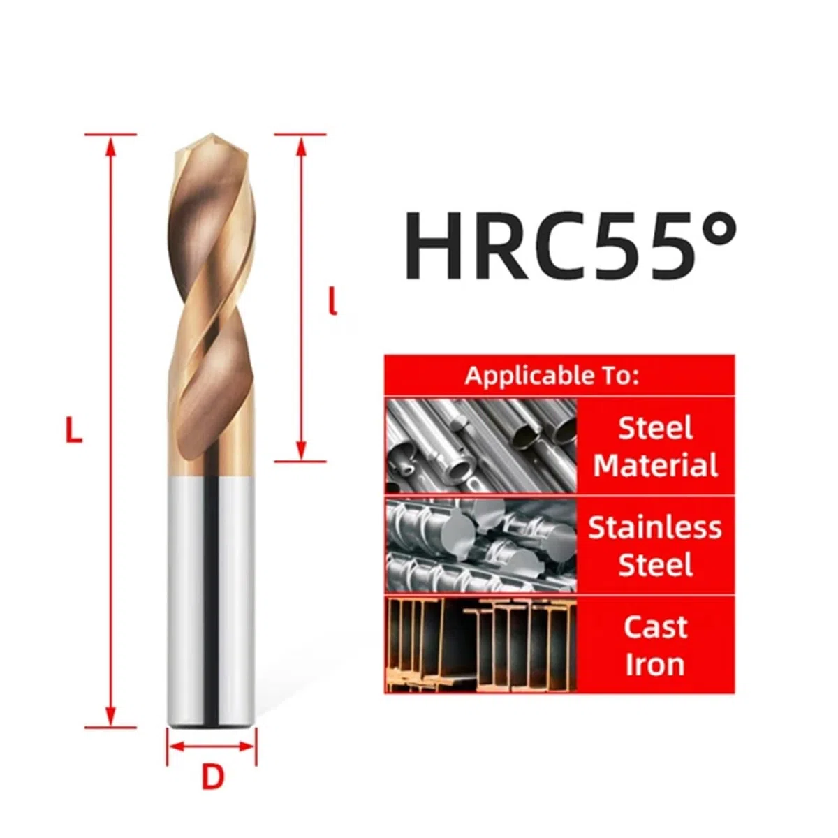 HRC55 ° Brocas de Carburo de Tungsteno taladros de Metal for torno CNC herramienta metalúrgica dura de perforación de acero inoxidable 0,5-20,0mm 1 Uds(15.8mm)