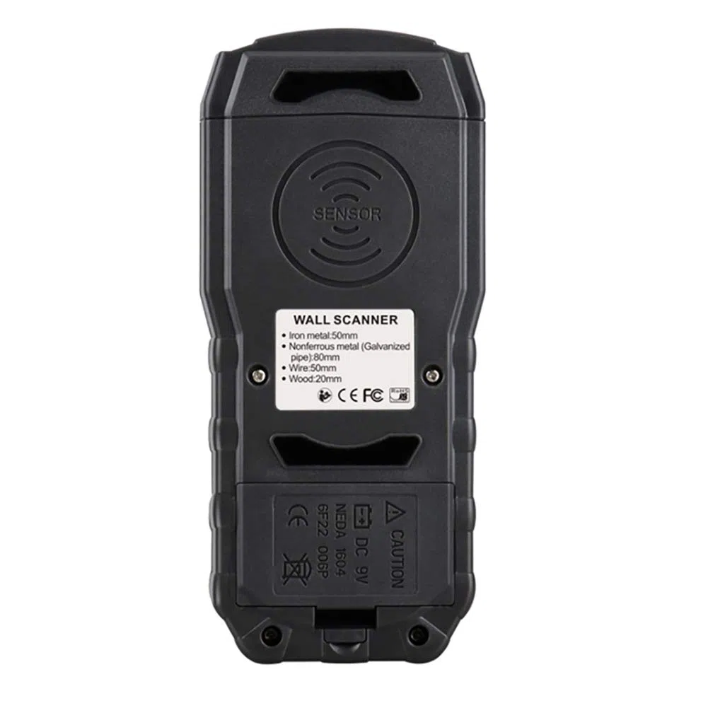 Buscador de pernos, detector de pernos, escáner de pared multifunción con pantalla LCD y advertencia de sonido para detección de pernos de cables de CA de madera de metal de hierro, batería 6F22 no i