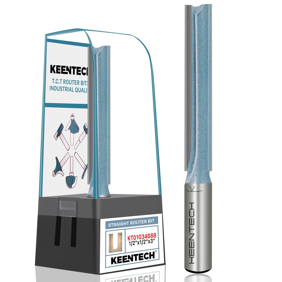KEENTECH Broca de carburo recto extra larga con punta de doble flauta, diámetro de 1/2", profundidad de 3", vástago de 1/2" (KT01034888)