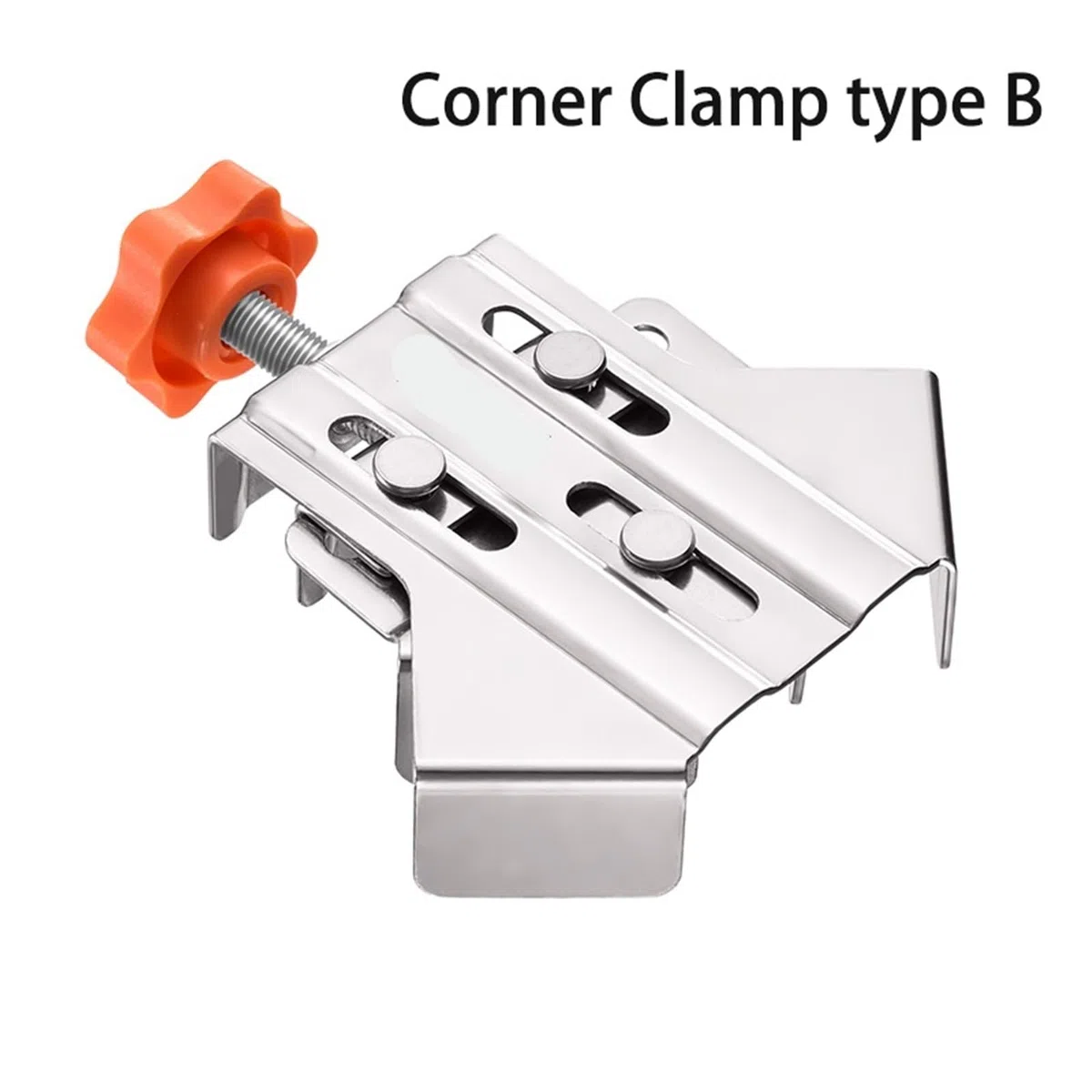 Sargento para Cajones Abrazadera de Esquina de Extremo Cerrado de Acero Inoxidable con manija única Ajustable, Herramienta de Abrazadera for carpintería, Clip de ángulo Recto(Type B (4 Pack))